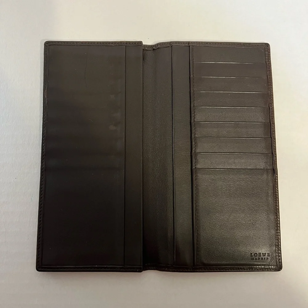 Loewe brown‎ leather anagram bifold long wallet